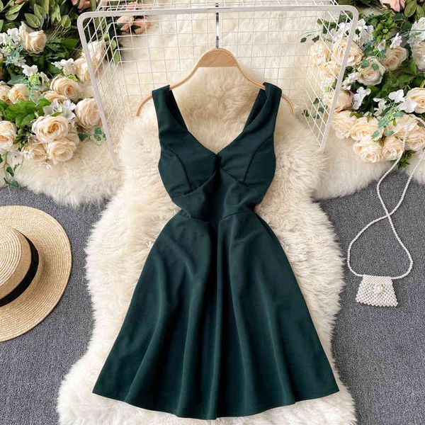 summer women spaghetti strap strapless mini dress vintage ladies v-neck solid beach dresses 210423, Black;gray
summer women spaghetti strap strapless mini dress vintage ladies v-neck solid beach dresses 210423, Black;gray