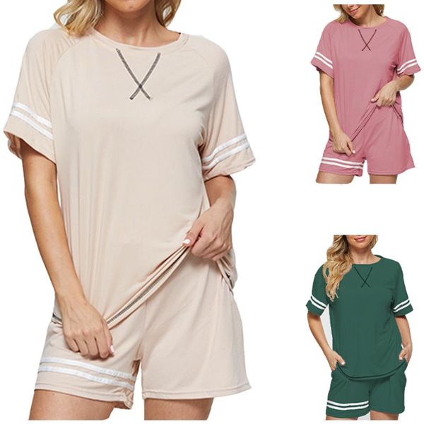 women's tracksuits summer women sets casual two pieces stripe short sleeve o-neck high waist pants solid outfits tracksuit female set, Gray
women's tracksuits summer women sets casual two pieces stripe short sleeve o-neck high waist pants solid outfits tracksuit female set, Gray