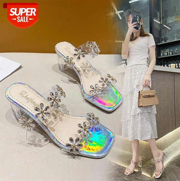 women's high-heeled shoes korean version of rhinestone flower crystal thick heel transparent with one-word sandals batch #ih7c, Black
women's high-heeled shoes korean version of rhinestone flower crystal thick heel transparent with one-word sandals batch #ih7c, Black