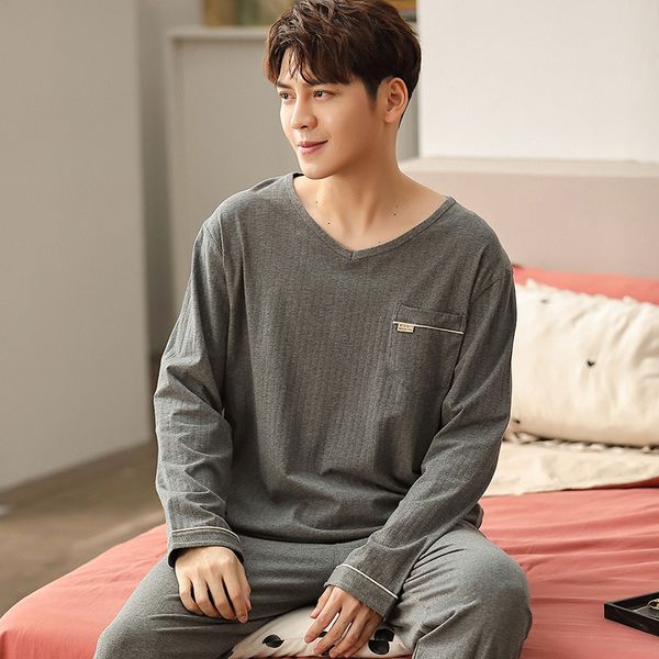 sleepwear 2021 spring korean long sleeve pajama sets for men cotton suit nightwear male loungewear pyjamas homewear home clothes, Black;brown
sleepwear 2021 spring korean long sleeve pajama sets for men cotton suit nightwear male loungewear pyjamas homewear home clothes, Black;brown