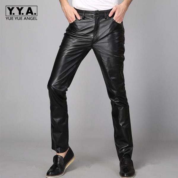 men's pants mens night club punk trousers casual full length genuine leather skinny windproof motor biker pantalon homme, Black
men's pants mens night club punk trousers casual full length genuine leather skinny windproof motor biker pantalon homme, Black