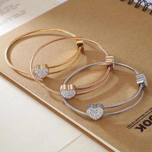 fashion women fine bangles silver stainless steel double layer hearts white pearl wire cable cuff bracelets pulseras jewelry bangle, Black
fashion women fine bangles silver stainless steel double layer hearts white pearl wire cable cuff bracelets pulseras jewelry bangle, Black