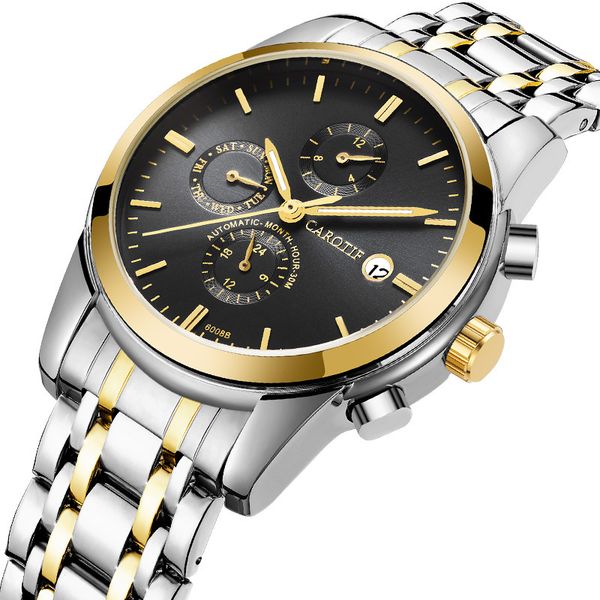 karotif fully automatic mechanical hollowed out multifunctional business men's watch waterproof fine steel, Slivery;brown
karotif fully automatic mechanical hollowed out multifunctional business men's watch waterproof fine steel, Slivery;brown