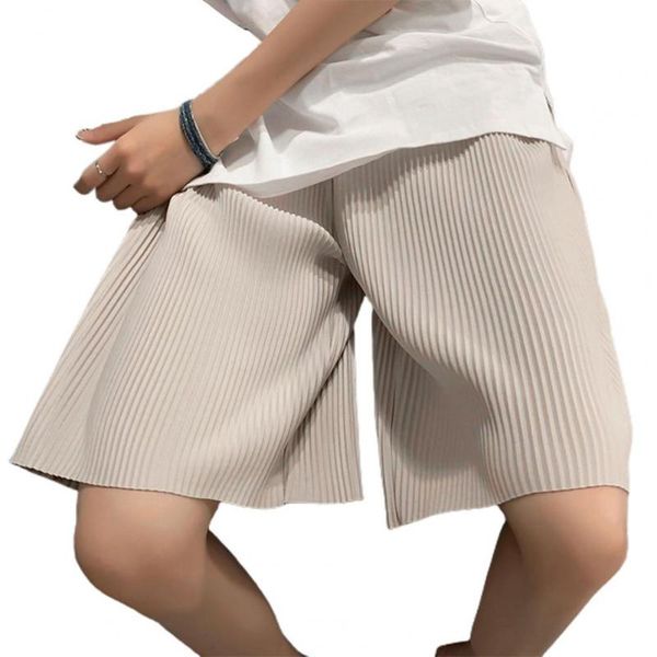 men's shorts men casual pleated solid color summer loose wide leg breathable style, White;black
men's shorts men casual pleated solid color summer loose wide leg breathable style, White;black