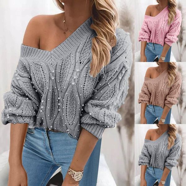 women's sweaters knitted women v neck long sleeve solid sweater pearls elegant office ladies female pull 2021 spring autumn, White;black
women's sweaters knitted women v neck long sleeve solid sweater pearls elegant office ladies female pull 2021 spring autumn, White;black