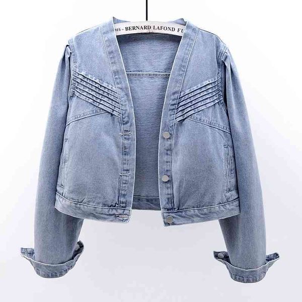 women's jackets plus size women denim jacket short spring autumn chest folds long sleeve loose vintage jeans coat female xruo, Black;brown
women's jackets plus size women denim jacket short spring autumn chest folds long sleeve loose vintage jeans coat female xruo, Black;brown