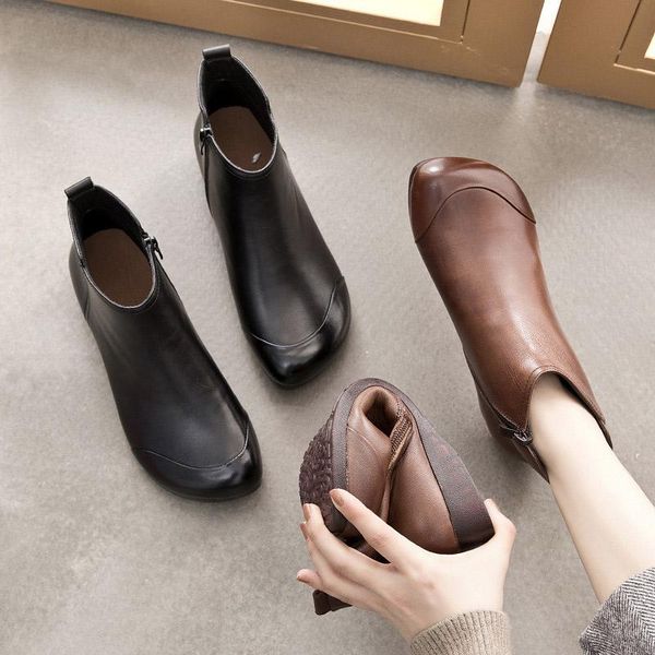 boots ankle women's pu leather short boot zippers ladies fashion comfortable casual shoes sewing platform female 2021, Black
boots ankle women's pu leather short boot zippers ladies fashion comfortable casual shoes sewing platform female 2021, Black
