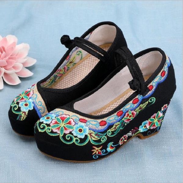 dress shoes spring autumn national style retro wedges platform shallow embroider buckle strap canvas women pumps ladies casual, Black
dress shoes spring autumn national style retro wedges platform shallow embroider buckle strap canvas women pumps ladies casual, Black
