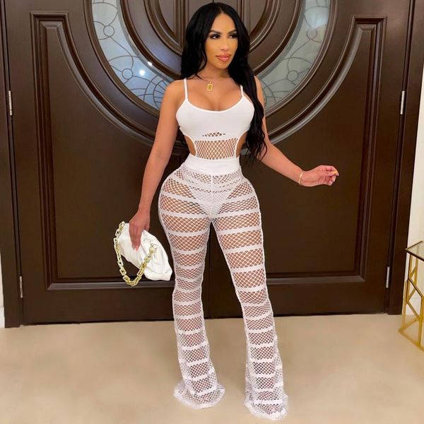 women's two piece pants 2021 design 2 pcs women set solid spaghetti strap bodysuits and long club outfits, White
women's two piece pants 2021 design 2 pcs women set solid spaghetti strap bodysuits and long club outfits, White