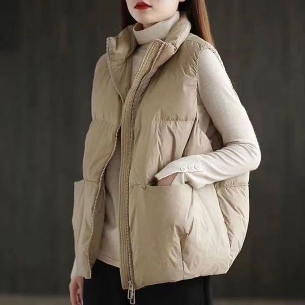 waistcoat cotton women's short autumn winter casual loose jacket with thickened, White
waistcoat cotton women's short autumn winter casual loose jacket with thickened, White