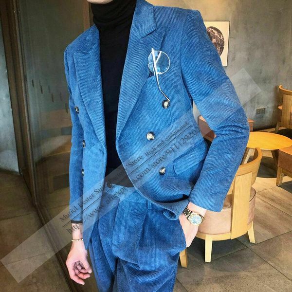 vintage blue corduroy mens suit pleated tuxedo party work wear double-breasted blazer 2 pieces coat & pants 2021 terno masculino men's, White;black
vintage blue corduroy mens suit pleated tuxedo party work wear double-breasted blazer 2 pieces coat & pants 2021 terno masculino men's, White;black