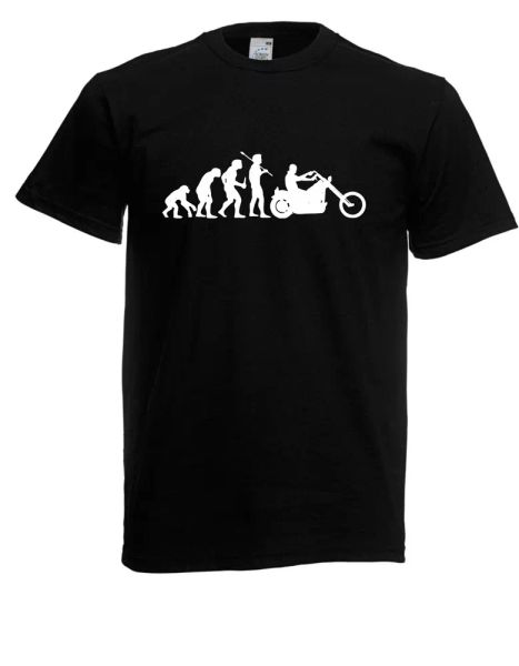 mens t-shirt evolution of chopper motorcycle size up to 5xl, White;black