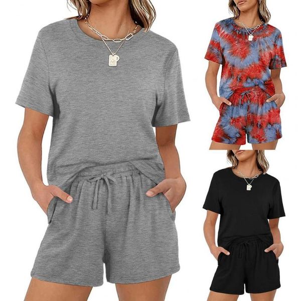 women's tracksuits women short sleeve elastic waist o neck drawstring t-shirt shorts set two piece outfit for lounge, Gray
women's tracksuits women short sleeve elastic waist o neck drawstring t-shirt shorts set two piece outfit for lounge, Gray