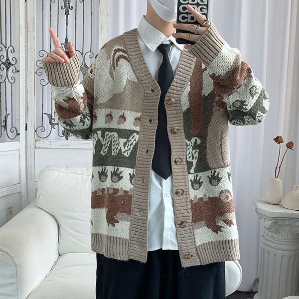 men's sweaters autumn and winter cardigan sweater jacket v-neck japanese tide brand ins loose fashion, White;black
men's sweaters autumn and winter cardigan sweater jacket v-neck japanese tide brand ins loose fashion, White;black