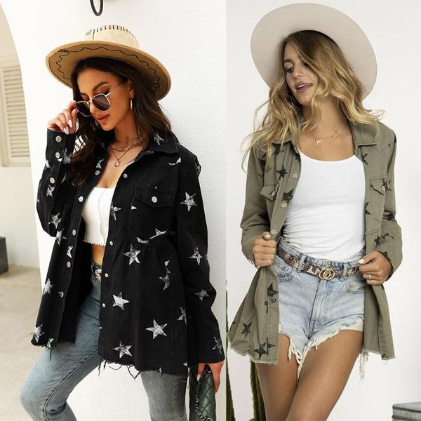 women's jackets old star mid-length jacket women loose denim, Black;brown 
women's jackets old star mid-length jacket women loose denim, Black;brown
