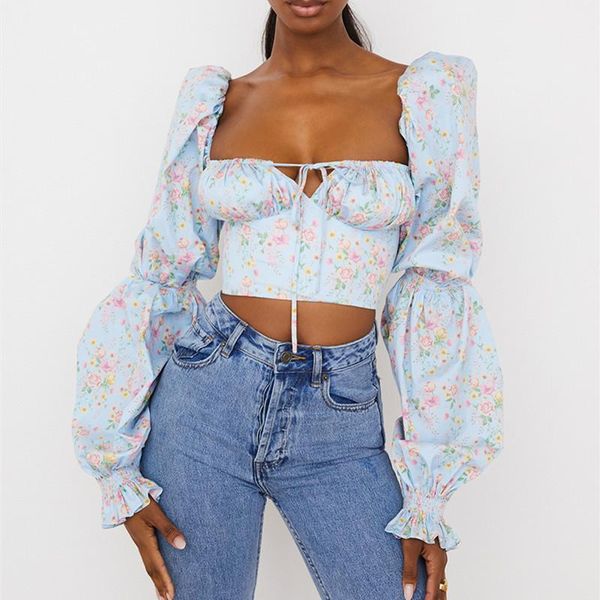 women's blouses & shirts puff sleeve floral blouse vintage women tie-up square collar ruched chest wrap crop fashion chic backless pul, White
women's blouses & shirts puff sleeve floral blouse vintage women tie-up square collar ruched chest wrap crop fashion chic backless pul, White