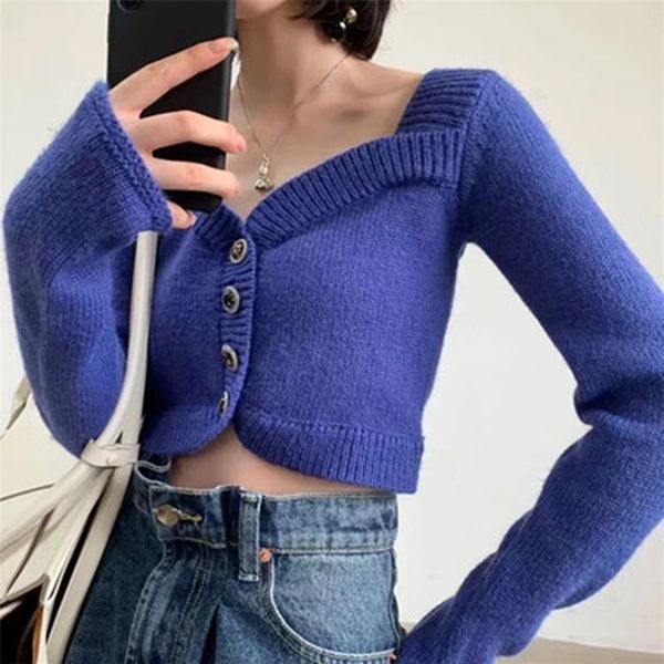 women's knits & tees vintage cardigan women sweater crop spring fall long sleeve button up chic outwear knited, White
women's knits & tees vintage cardigan women sweater crop spring fall long sleeve button up chic outwear knited, White