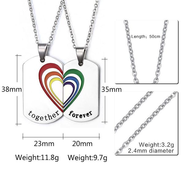 pendant necklaces couple necklace stainless steel rainbow heart wedding jewelry gay and lesbian pride parade demonstration, Silver
pendant necklaces couple necklace stainless steel rainbow heart wedding jewelry gay and lesbian pride parade demonstration, Silver