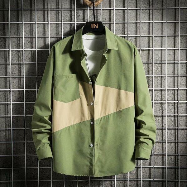 men's casual shirts spring and autumn the street fashion men splicing long sleeve shirt all-match jacket lapel, White;black
men's casual shirts spring and autumn the street fashion men splicing long sleeve shirt all-match jacket lapel, White;black