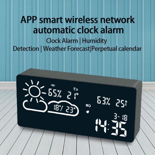 smart home control wifi led digital alarm clock radio with temperature and humidity sensor app world time weather forecast
smart home control wifi led digital alarm clock radio with temperature and humidity sensor app world time weather forecast