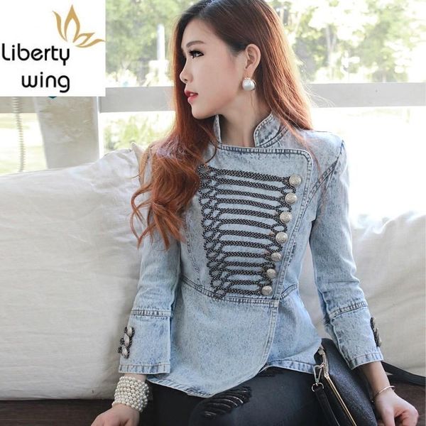 women's jackets european slim fit jean womens fashion solid double breasted chain outerwear female spring casual short denim coat s-xl, Black;brown
women's jackets european slim fit jean womens fashion solid double breasted chain outerwear female spring casual short denim coat s-xl, Black;brown