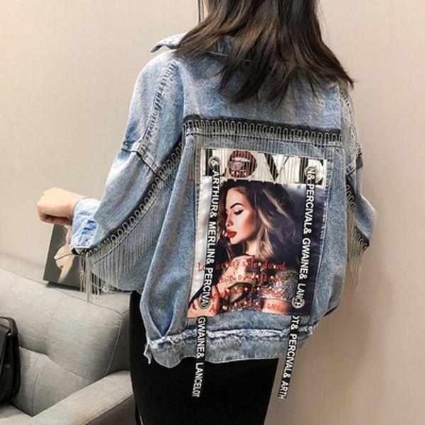 women jaket floral jean denim coat jackets tasse spring autumn 9ct005 women's, Black;brown
women jaket floral jean denim coat jackets tasse spring autumn 9ct005 women's, Black;brown