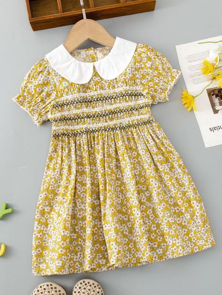 toddler girls floral print peter-pan collar shirred frill trim dress she, Red;yellow
toddler girls floral print peter-pan collar shirred frill trim dress she, Red;yellow