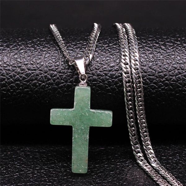 pendant necklaces 2021 green cross natural crystal stainless steel women silver color & pendants jewelry colgante mujer n20218
pendant necklaces 2021 green cross natural crystal stainless steel women silver color & pendants jewelry colgante mujer n20218