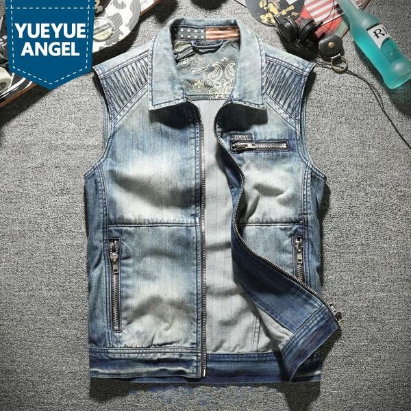 men fashion biker motorcycle sleeveless denim jacket punk style zipper cowboy vest male summer casual outerwear s-3xl men's vests, Black;white
men fashion biker motorcycle sleeveless denim jacket punk style zipper cowboy vest male summer casual outerwear s-3xl men's vests, Black;white