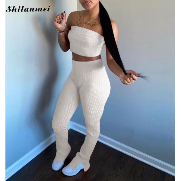 knit two piece set summer tracksuits for women crop and split flare pant suits 2 club outfits matching sets dress, White
knit two piece set summer tracksuits for women crop and split flare pant suits 2 club outfits matching sets dress, White