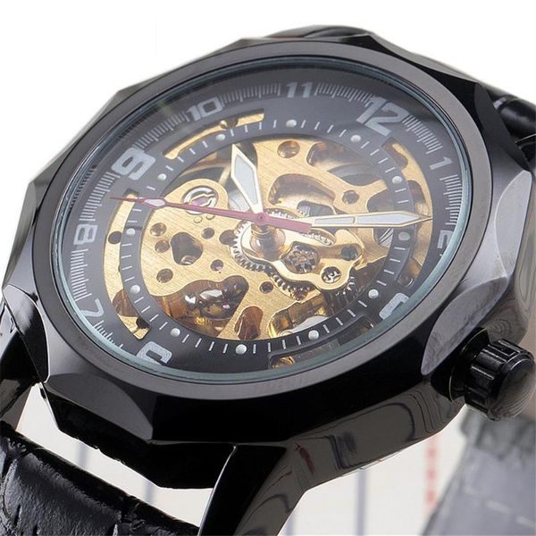 wristwatches winner watch black gold skeleton mens watches montre homme leather band clock men mechanical wristwatch, Slivery;brown
wristwatches winner watch black gold skeleton mens watches montre homme leather band clock men mechanical wristwatch, Slivery;brown