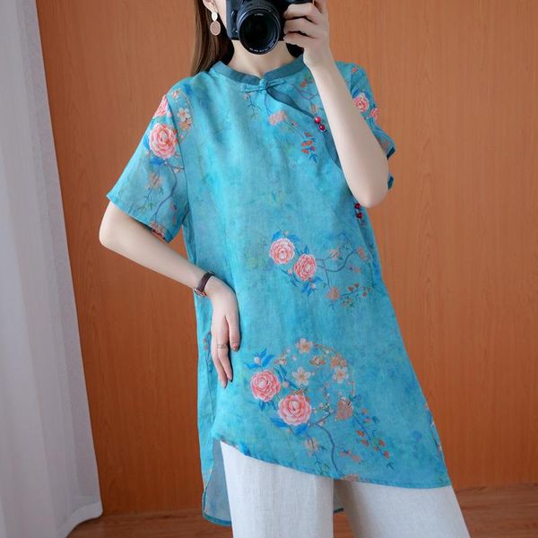 ethnic clothing retro cotton and linen shirt women national style floral print asymmetric hem slim traditional chinese for, Red
ethnic clothing retro cotton and linen shirt women national style floral print asymmetric hem slim traditional chinese for, Red