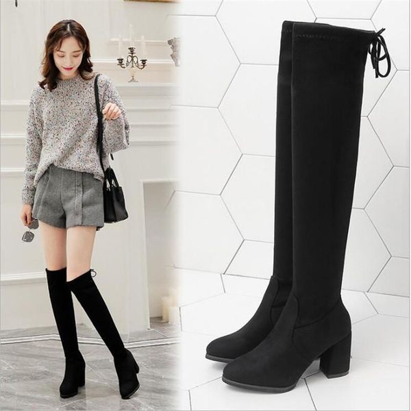 boots 2021 women over the knee high hoof heels winter shoes pointed toe elastic fabric size 34-43, Black
boots 2021 women over the knee high hoof heels winter shoes pointed toe elastic fabric size 34-43, Black