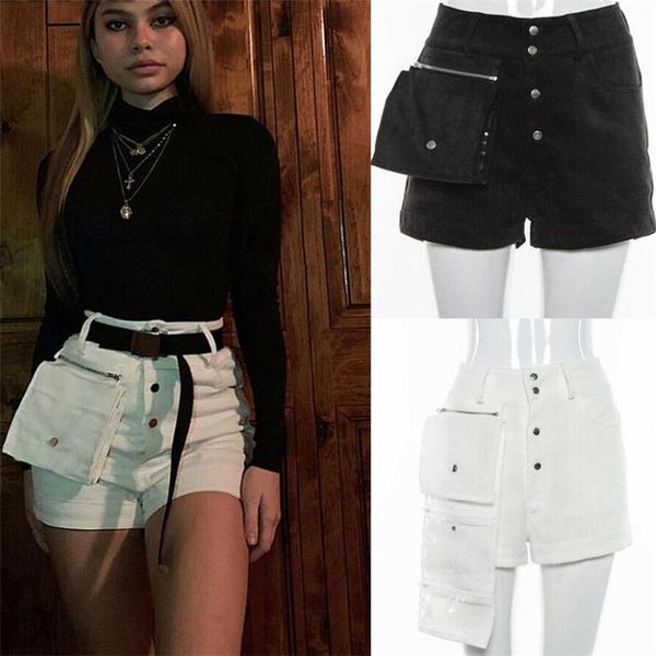 women's shorts fashion womens girls high waist button summer solid color ladies with removable folded satchel casual cotton, White;black
women's shorts fashion womens girls high waist button summer solid color ladies with removable folded satchel casual cotton, White;black