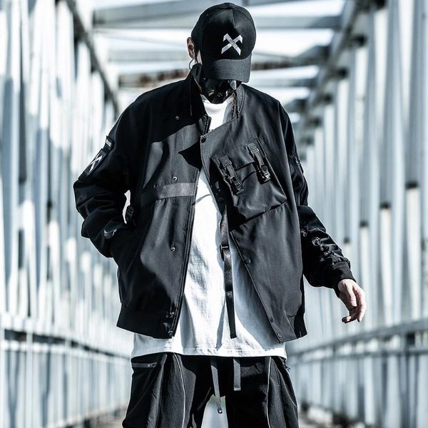 techwear black streetwear bomber jacket coat men men's jackets, Black;brown 
techwear black streetwear bomber jacket coat men men's jackets, Black;brown
