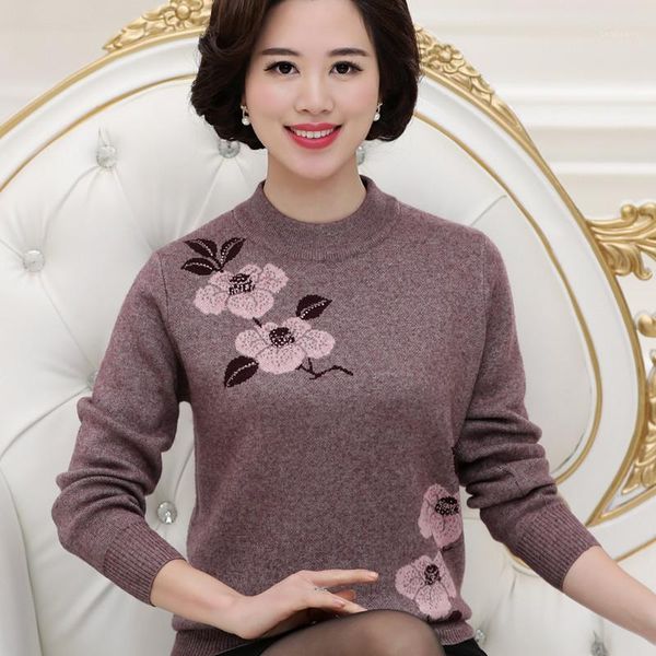women's sweaters 2021 mother loaded autumn and winter sweater half-high collar thick large size middle-aged women, White;black
women's sweaters 2021 mother loaded autumn and winter sweater half-high collar thick large size middle-aged women, White;black