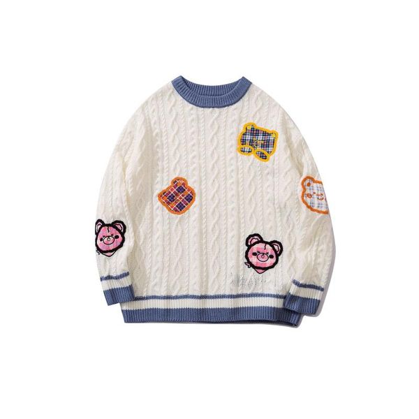men's sweaters harajuku vintage men sweater winter warm thick knitted pullovers 2021 korea style couples hip hop clothing, White;black
men's sweaters harajuku vintage men sweater winter warm thick knitted pullovers 2021 korea style couples hip hop clothing, White;black