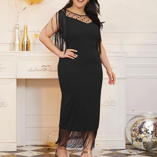 plus size dresses elegant tassel 5xl women dress see-though polka dot printing mesh patchwork long robe african party maxi vestiods, Black
plus size dresses elegant tassel 5xl women dress see-though polka dot printing mesh patchwork long robe african party maxi vestiods, Black