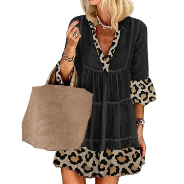 casual dresses 2021 women summer dress v neck leopard patchwork ladies 3/4 sleeve plus size vestidos, Black;gray
casual dresses 2021 women summer dress v neck leopard patchwork ladies 3/4 sleeve plus size vestidos, Black;gray