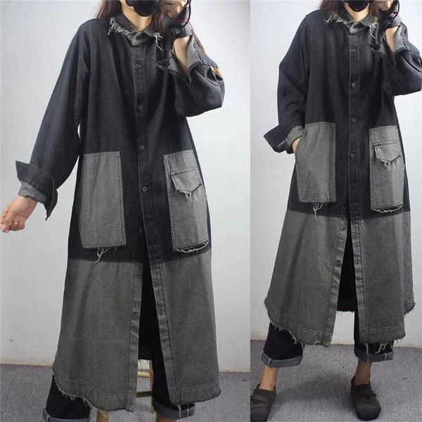 women's trench coats personalized plus size retro patch denim windbreaker women 2021 spring fashion trend casual long jacket harajuku c, Tan;black
women's trench coats personalized plus size retro patch denim windbreaker women 2021 spring fashion trend casual long jacket harajuku c, Tan;black