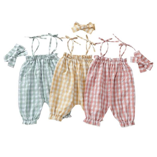 jumpsuits baby girls plaid jumpsuit strap sleeveless romper with headband 2pcs summer outfits, Blue
jumpsuits baby girls plaid jumpsuit strap sleeveless romper with headband 2pcs summer outfits, Blue