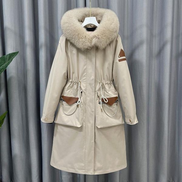 women's fur & faux oftbuy 2021 x-long parka natural liner winter jacket women real collar hooded coat warm removable streetwear, Black
women's fur & faux oftbuy 2021 x-long parka natural liner winter jacket women real collar hooded coat warm removable streetwear, Black