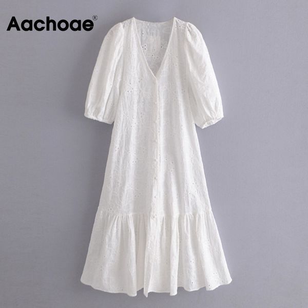 chic floral embroidery midi women v neck puff sleeve sweet dresses ladies elegant a line white cotton dress 210413, Black;gray
chic floral embroidery midi women v neck puff sleeve sweet dresses ladies elegant a line white cotton dress 210413, Black;gray