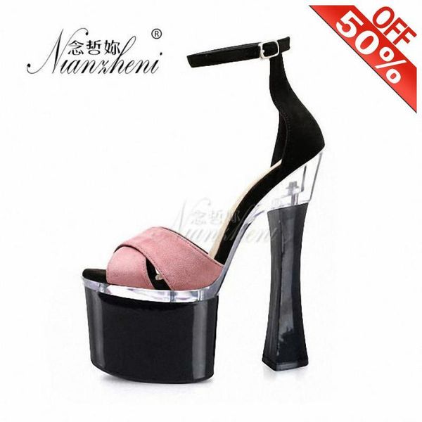 novelty flock peep toe patchwork buckle strap women's sandals 18cm thick platform spool heels 7 inches high heeled shoes elegant, Black
novelty flock peep toe patchwork buckle strap women's sandals 18cm thick platform spool heels 7 inches high heeled shoes elegant, Black