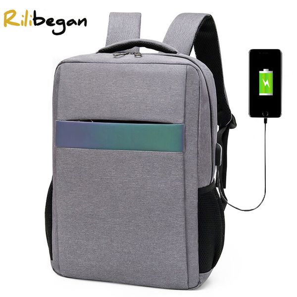 men nylon reflective stripe business large capacity lapbackpack bags