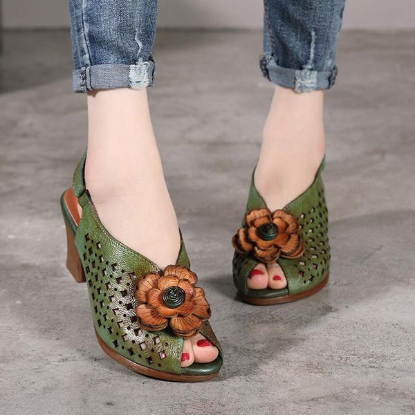 women handmade genuine leather flowers design shoes vintage style sandals lady peep toe thick heel dress, Black
women handmade genuine leather flowers design shoes vintage style sandals lady peep toe thick heel dress, Black