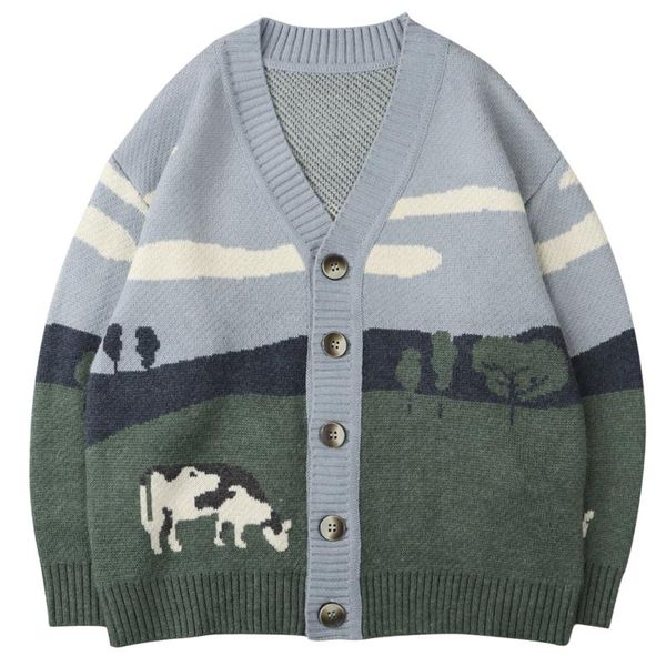 men's sweaters oversize streetwear loose cardigan pullover men women hip hop knitted sweater 2021 prairie cow pattern harajuku, White;black
men's sweaters oversize streetwear loose cardigan pullover men women hip hop knitted sweater 2021 prairie cow pattern harajuku, White;black