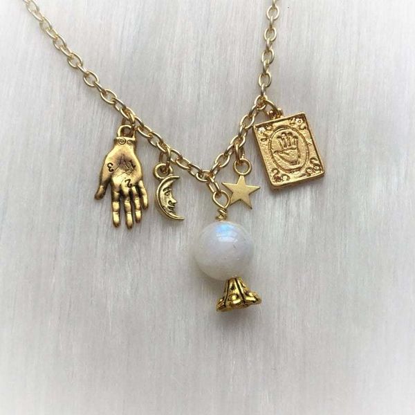necklaces pendants natural moonstone crystal ball necklace with palmistry charms, moon and stars,wicca,witch,pagan,gypsy,magic,fortune telle, Silver
necklaces pendants natural moonstone crystal ball necklace with palmistry charms, moon and stars,wicca,witch,pagan,gypsy,magic,fortune telle, Silver