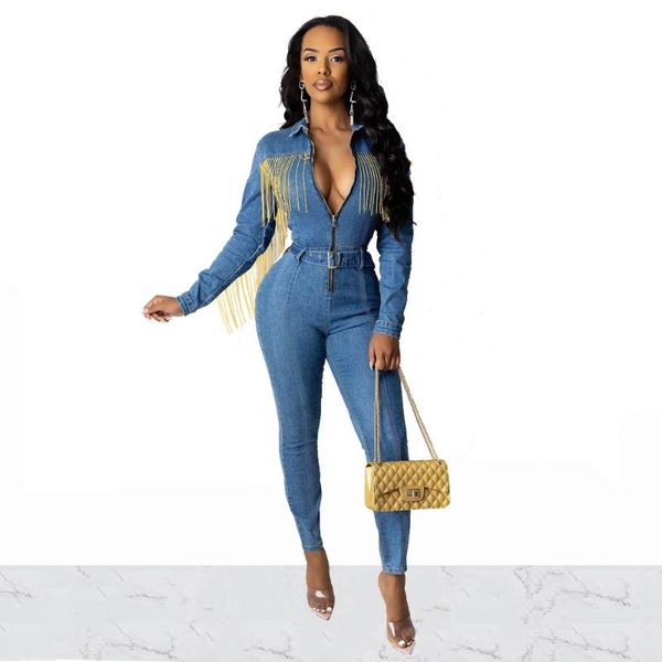 women's jumpsuits & rompers women turn-down collar zipper long sleeve slim autumn bodycon denim romper fashion tassel overalls with sas, Black;white
women's jumpsuits & rompers women turn-down collar zipper long sleeve slim autumn bodycon denim romper fashion tassel overalls with sas, Black;white