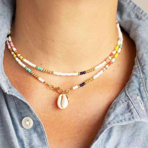 european and american fashion fashion items bohemian style colorful rice bead necklace personality shell necklace femaledio chan contact, Silver
european and american fashion fashion items bohemian style colorful rice bead necklace personality shell necklace femaledio chan contact, Silver